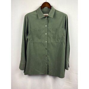 Men’s Basic Editions Large Forest Green Button Up Shirt with Breast Pockets